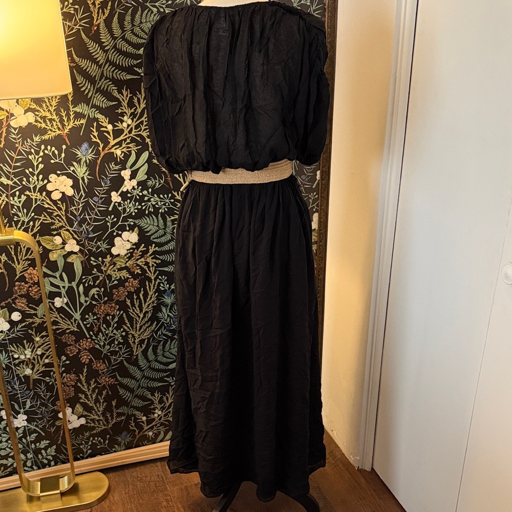 Black Maxi Dress with Belt - Picture 2 of 2